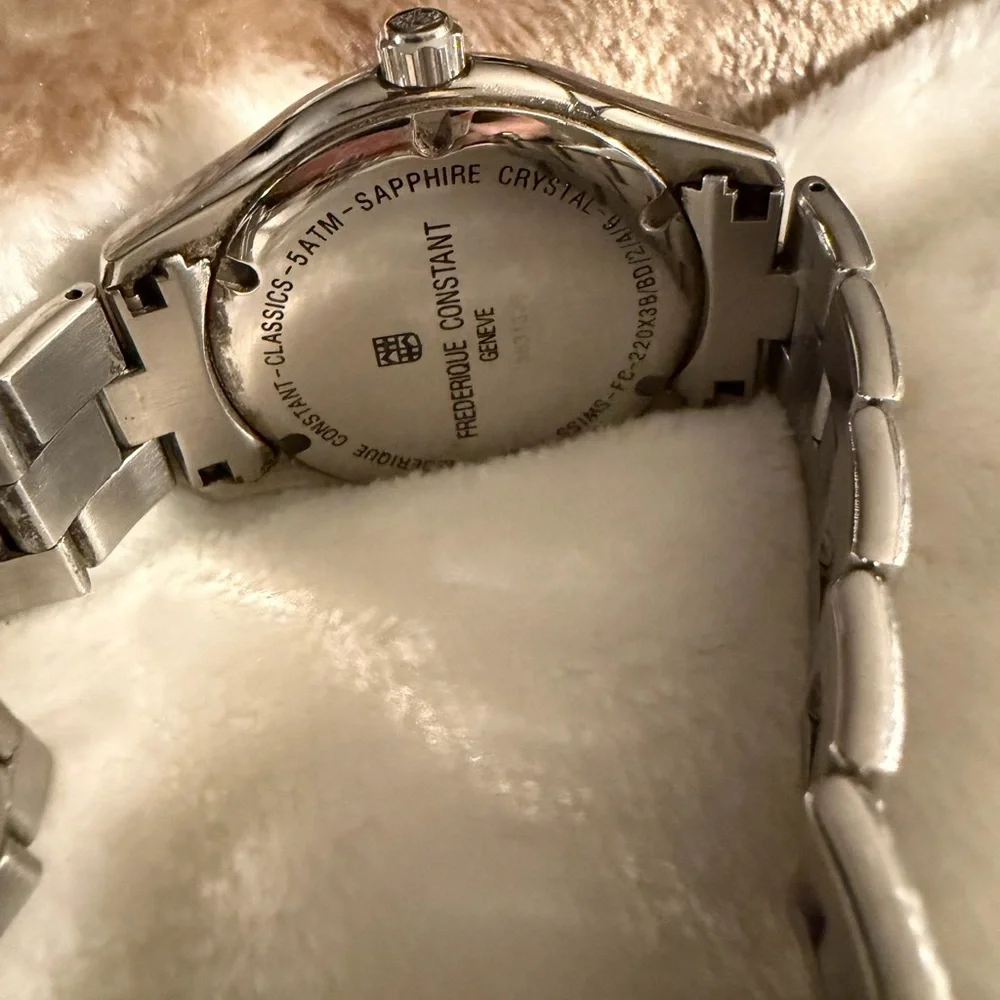 Frederique Constant Silver Watch with Diamond markers - Picture 6 of 9